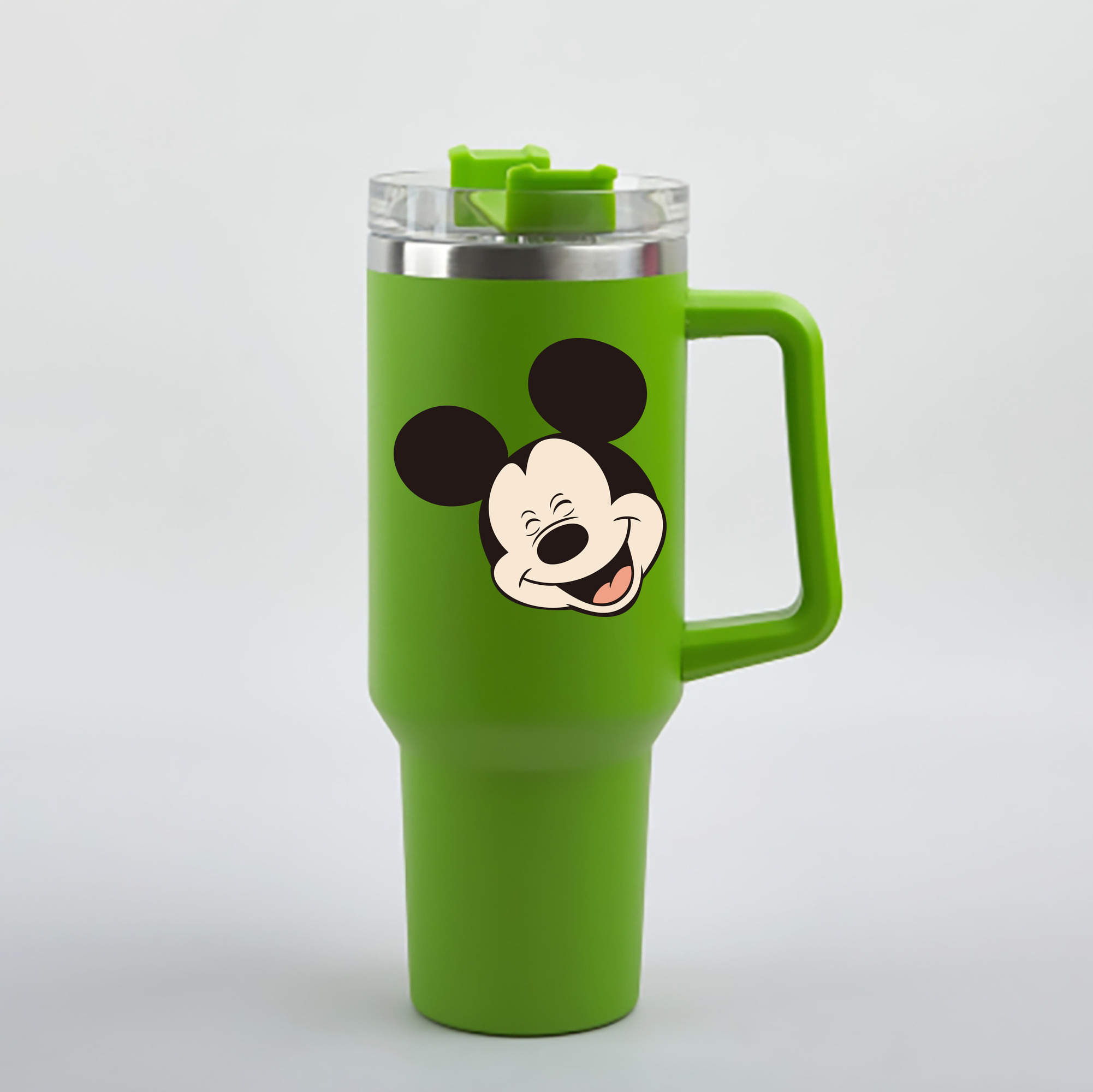 （画像用） ミッキーマウス Mickey Mouse 1200mL車用タンブラー - クリスタルステッカー（プラスチックストロー付き）